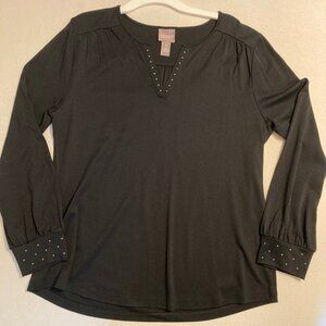 Chico's studded notch neck top 3/4 sleeve (NWT) - size 1